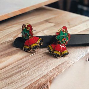 Holiday Christmas Bell Vintage Earrings Split Womens Jewelry Costume 4 Piece